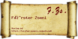 Fürster Zseni névjegykártya
